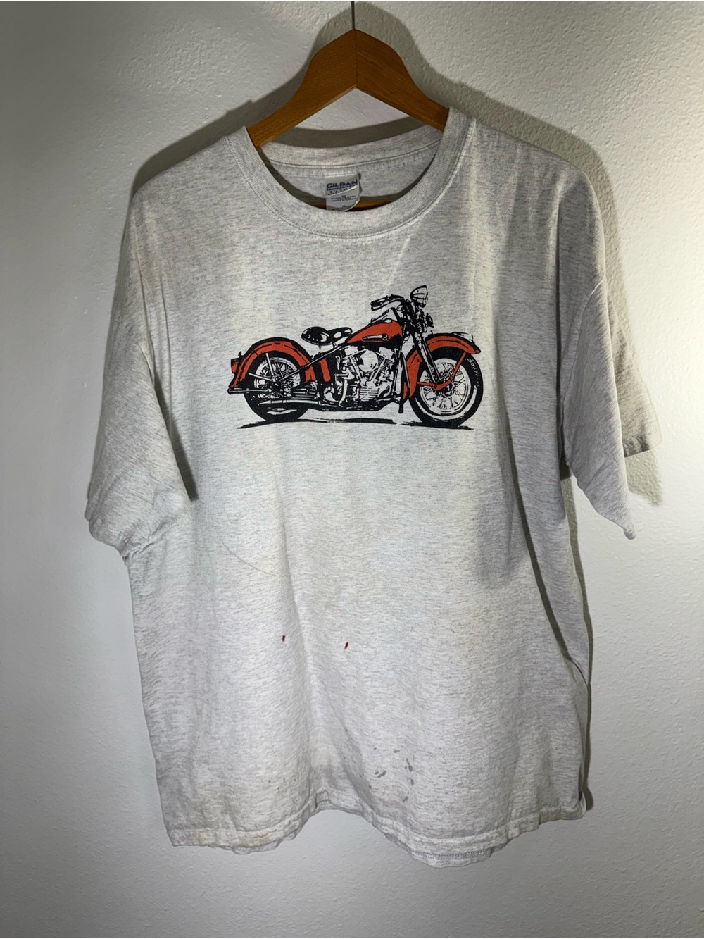 Vintage 90s Gray Graphic Motorcycle Tee Men's Short Sleeve Shirt